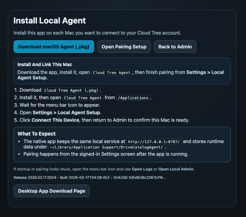 Local Agent download page.